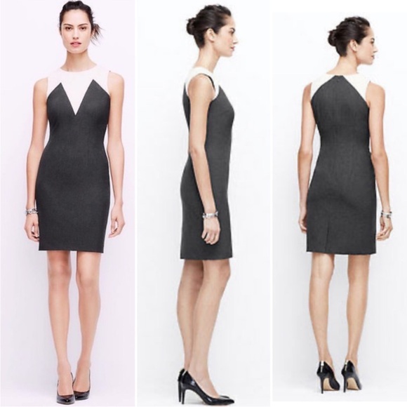 Ann Taylor Grey White Sleeveless Colorblock All-Season Sheath Dress Size 8 NWT - Picture 3 of 13